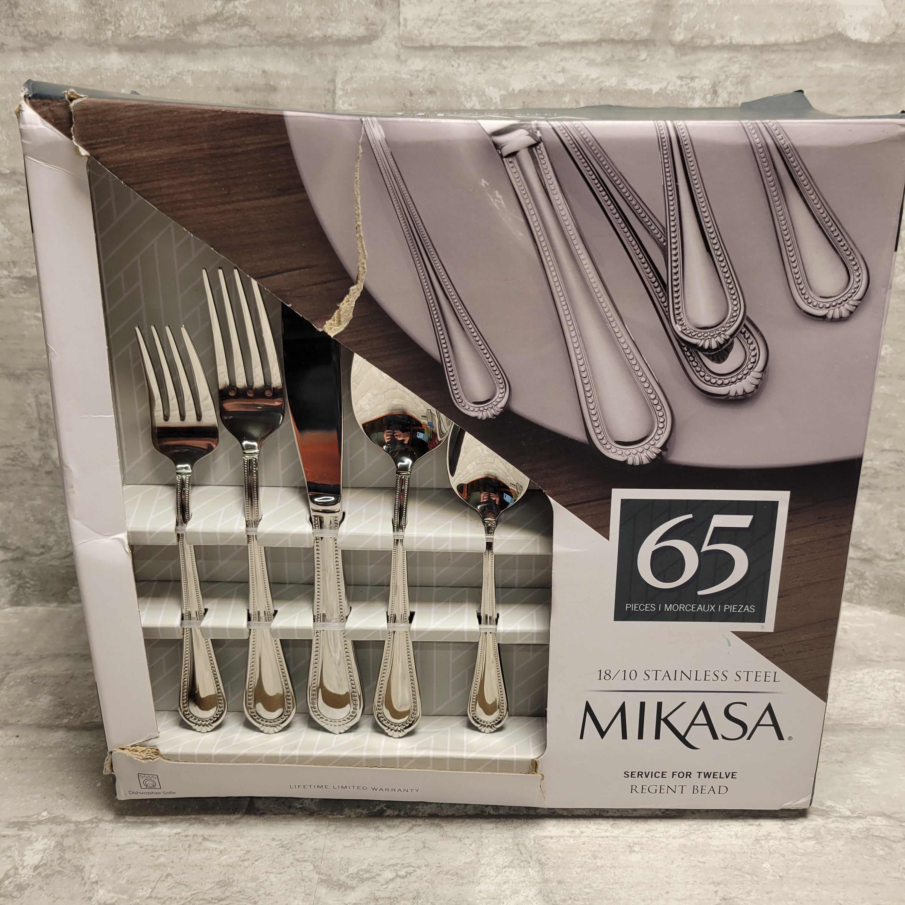 Mikasa Regent Bead 65 Piece Silverware Set 18/10 Stainless Steel (8081921507566)